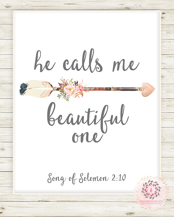 Boho Arrow Bible Verse Wall Art Print Woodland Bohemian Song Of Solomo ...