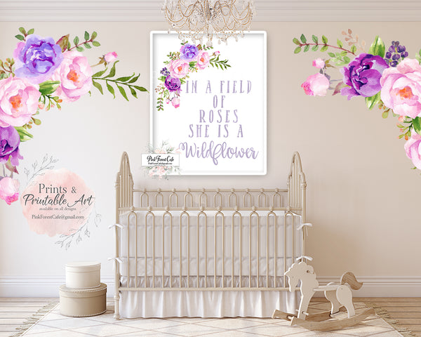 In a Field of Roses She Is a Wildflower SVG Files, Girl's Room, Baby Girl