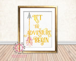 Let The Adventure Begin Gold Foil Boho Tribal Arrow Nursery Baby Girl Room Printable Print Wall Decor