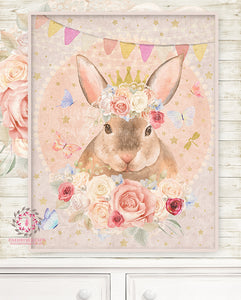 Ethereal Bunny Rabbit Baby Woodland Nursery Wall Art Print Boho Shabby Chic Bohemian Blush Room Kids Bedroom Printable Home Limited Edition Decor
