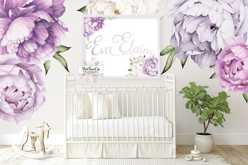 lavender flower wall decals SALE 7 Purple Peony Wall Decal Sticker Lilac Peonies Lavender Watercolor Floral Flower Decals Art Boho Decor