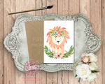 Boho Lion Zoo Animal Thank You Card Baby Shower Birthday Party Blank Note Floral Printable