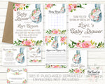 SALE Invitation Suite Baby Elephant Zoo Animal Invite Baby Shower Thank You Card Bingo Book Diaper Sign Favor Tags Boho Floral Watercolor Printable