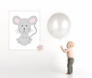 Exclusive Woodland Wood Mouse Wall Art Print Watercolor Baby Nursery Printable Decor