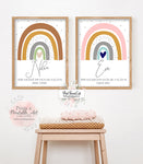 Boho Rainbow Baby Name Birth Stats Wall Art Print Nursery Room Personalized Printable Decor