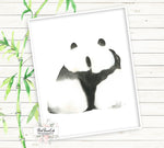 Boho Panda Bear Couple Wall Art Print Nursery Black White Watercolor Printable Decor