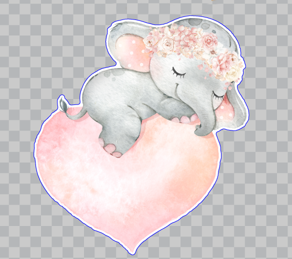30" Elephant Blush Peony Wall Decal Sticker Peonies Rose Heart Floral Pink Flower Decals Sticker Art Boho Decor