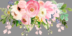 72" Peony Floral Wall Decal Flower Sticker Blush Pink Rose Burgundy Wine Flowers Boho Decor