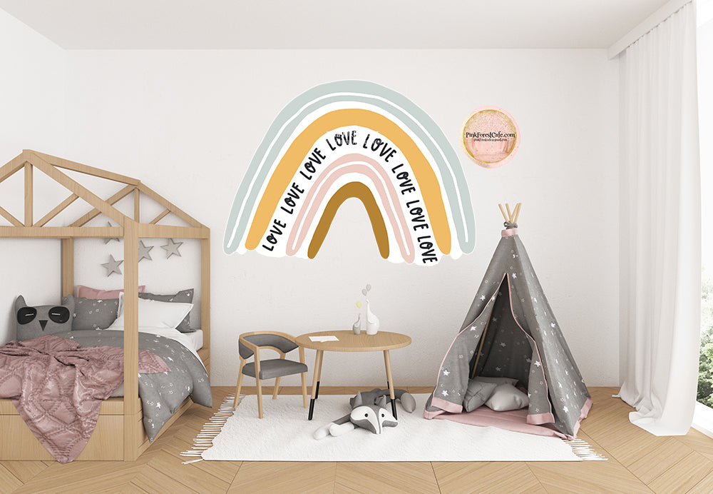 Rainbow Love Wall Decal Sticker Baby Boy Girl Gender Neutral Nursery Art Decor