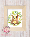 Bear Woodland Printable Print Wall Art Rustic Watercolor Baby Nursery Home Decor