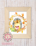 Hedgehog Woodland Printable Print Wall Art Rustic Watercolor Baby Nursery Home Decor