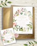 Ivory Rose Blush Baby Shower Wedding Invite Invitation Bridal Thank You Card Floral Pink Cream Watercolor Printable Announcement