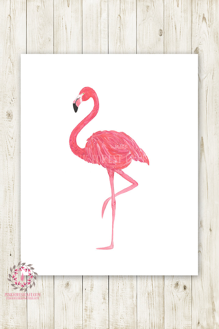Boho Pink Flamingo Wall Art Print Baby Girl Nursery Printable Kids Home Office Decor