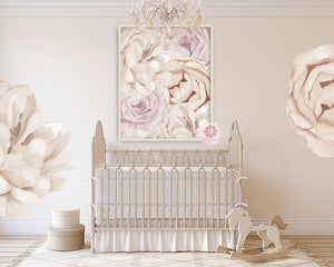 Boho Blush Peonies Set Baby Girl Nursery Wall Art Print Ethereal Whimsical Floral Printable Peony Decor