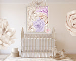Blush Purple Boho Peonies Set Baby Girl Nursery Wall Art Print Ethereal Whimsical Floral Printable Peony Decor