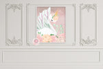Boho Swan Baby Girl Nursery Wall Art Print Ethereal Pink Blush Peonies Whimsical Floral Printable Peony Decor