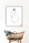 Boho Bunny Rabbit Wall Art Print Woodland Nursery Baby Girl Room Watercolor Printable Decor
