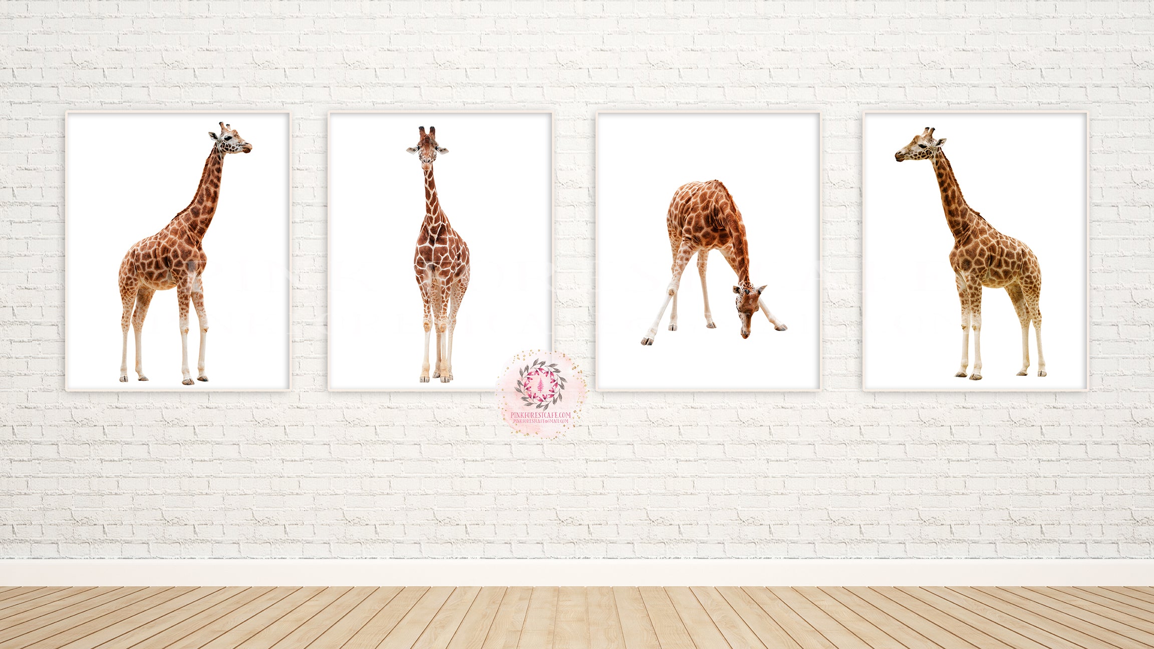4 Giraffe Safari Zoo Wall Art Print Baby Boy Gender Neutral Girl Nursery African Animal Printable Decor