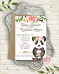 Boho Panda Bear Zoo Invite Invitation Baby Shower Floral Watercolor Birth Announcement Printable