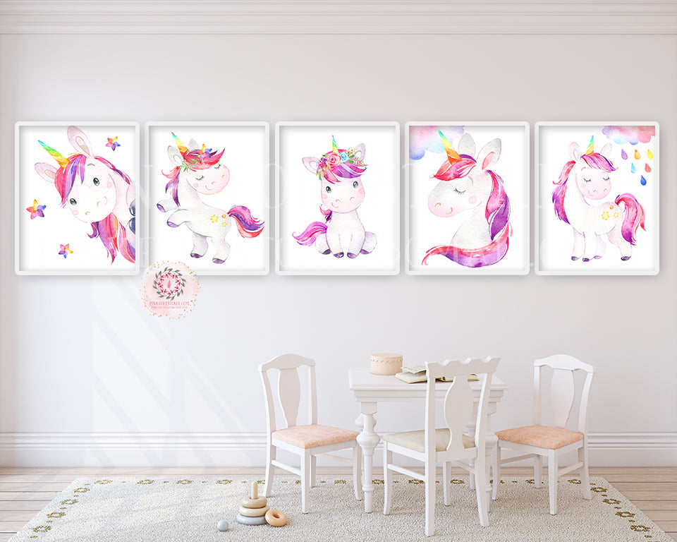 Unicorn Wall Art For Girls Baby Nursery Bedroom Wall Art Posters Decor 3 Pc  Set