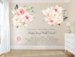 Peony Peonies Rose Floral Blush Ivory Pink Wall Decal Flower Decals Sticker Art Boho Decor