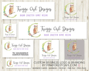 Business Branding Cards Logo Banners For Blogs Website FaceBook Etsy Instagram Profile Images Printable Signature Line Design Set
