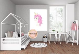 Boho Unicorn Wall Art Print Watercolor Baby Nursery Ethereal Printable Home Decor
