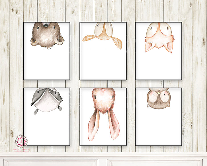 Upside Down Rabbit Drawig Upside Down Wall Art Print Deer Fox Bunny Rabbit Bear Woodland Nursery ...