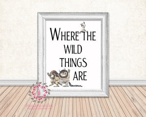 Where The Wild Things Are Printable Wall Art Print Rustic Woodland Nursery Home Decor