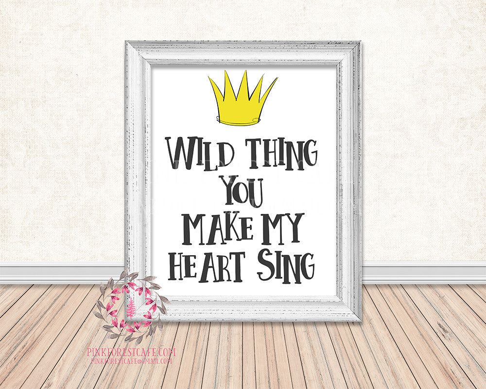 Where The Wild Things Are Yellow Crown You Make My Heart Sing Printable Wall Art Print Rustic Woodland Nursery Home Decor