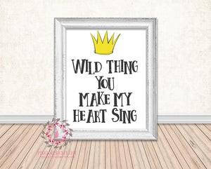 Where The Wild Things Are Yellow Crown You Make My Heart Sing Printable Wall Art Print Rustic Woodland Nursery Home Decor