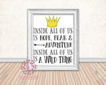 Where The Wild Things Are Inside All Of Us Is Hope And Fear Adventure Wild Thing Printable Wall Art Print Rustic Woodland Nursery Home Decor
