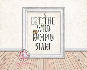 Where The Wild Things Are Let The Wild Rumpus Start Printable Wall Art Print Rustic Woodland Nursery Home Decor