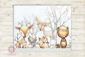 Woodland Nursery Art Woodland Wall Decor Forest Animals Wall Art Woodl –  Sweet Blooms Decor