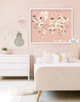 Boho World Map Zoo Animal Wall Art Print Pink Baby Girl Nursery Room Printable Decor