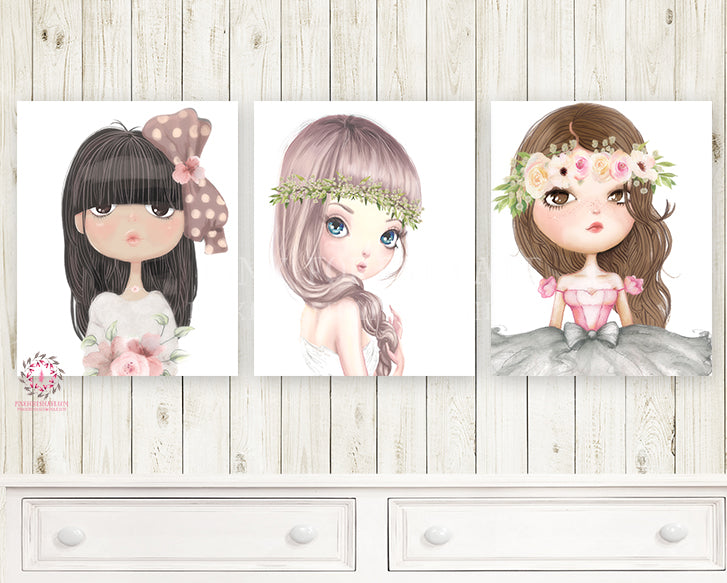 Set 3 Ethereal Boho Girls Nursery Wall Art Print Baby Room "Amelia, Be ...