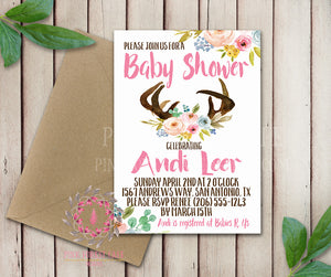 Baby Bridal Shower Birthday Invites Party Wedding Invitation Save The Date Announcement Invite Feathers Tribal Woodland Watercolor Floral Rustic Printable Art Stationery Card