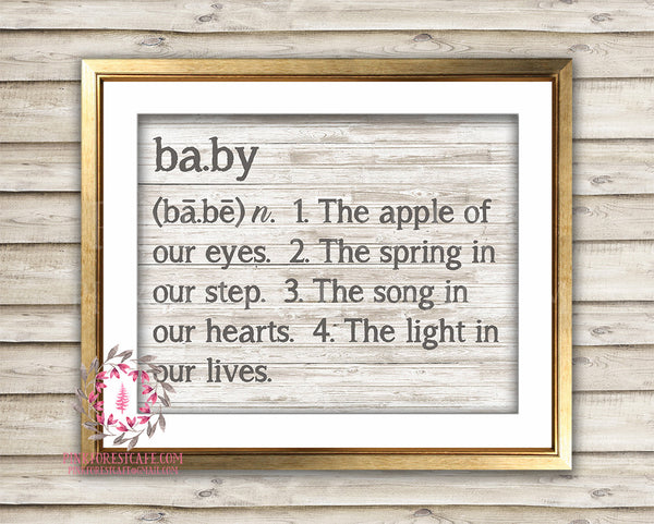 Baby Definition Dictionary Woodland Printable Print Wall Art Nursery D ...