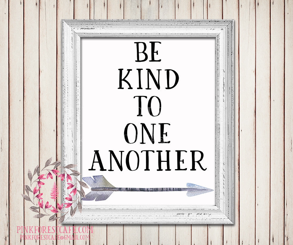 Be Kind To One Another Tribal Arrow Watercolor Woodland Printable Wall Art Baby Nursery Home Decor