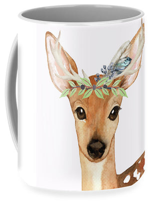 Blue Feather Woodland Boho Deer - Mug
