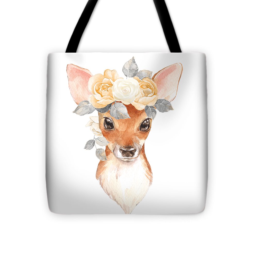 Blush Floral Deer - Tote Bag