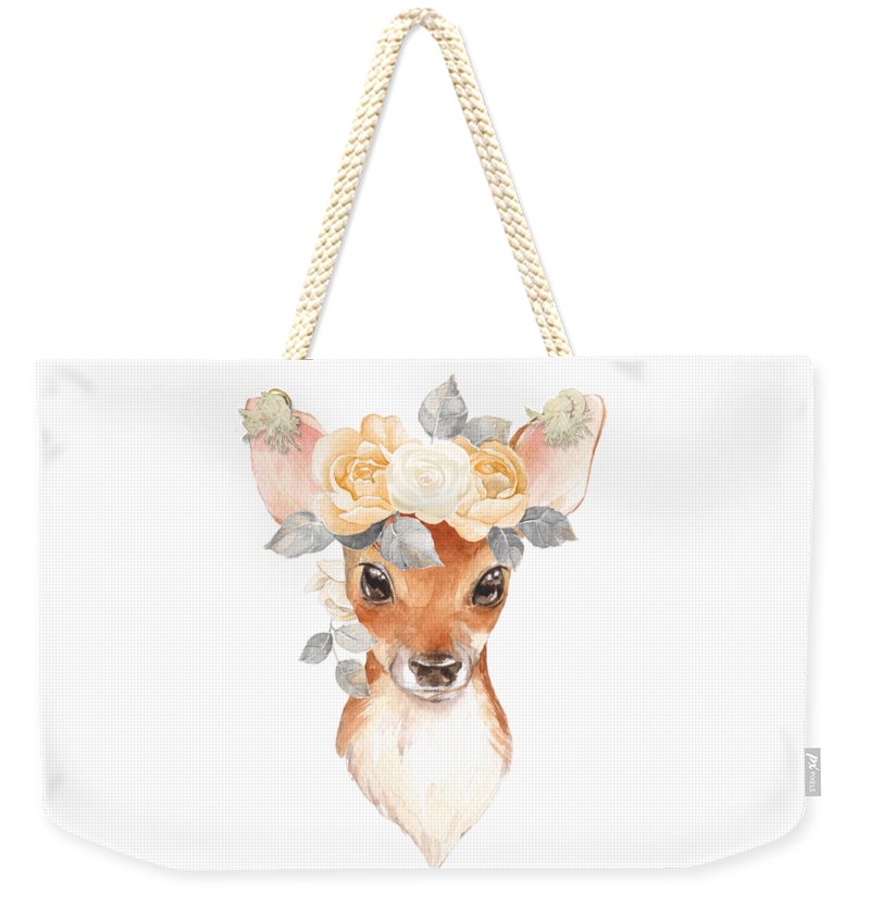 Blush Floral Deer - Weekender Tote Bag