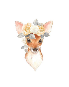 Blush Floral Deer - Art Print