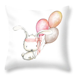Boho Bunny With Balloons Baby Girl Nursery Throw Pillow