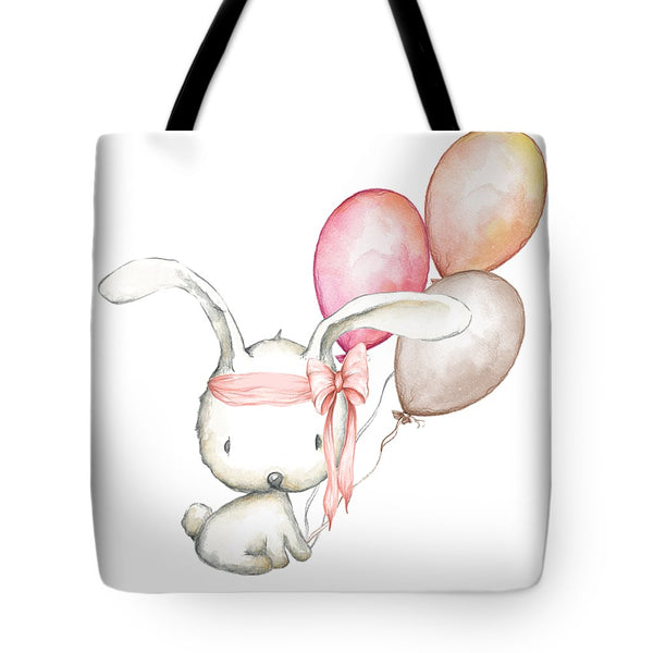 Boho Bunny With Balloons - Tote Bag