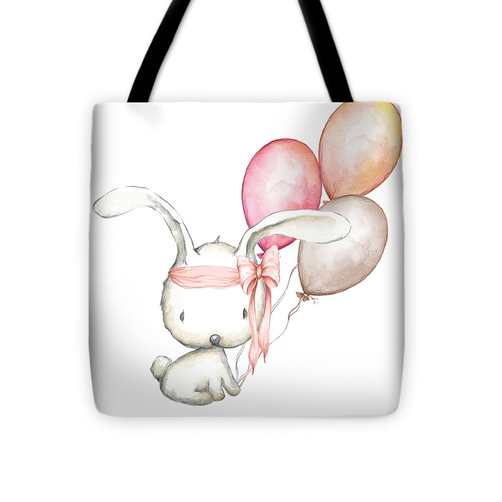 Boho Bunny With Balloons - Tote Bag