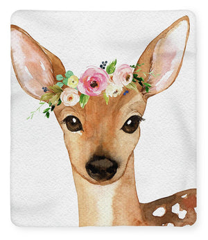 Boho Deer Watercolor Floral Woodland - Blanket