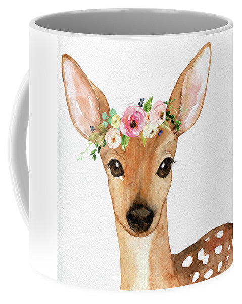 Boho Deer Watercolor Floral Woodland - Mug