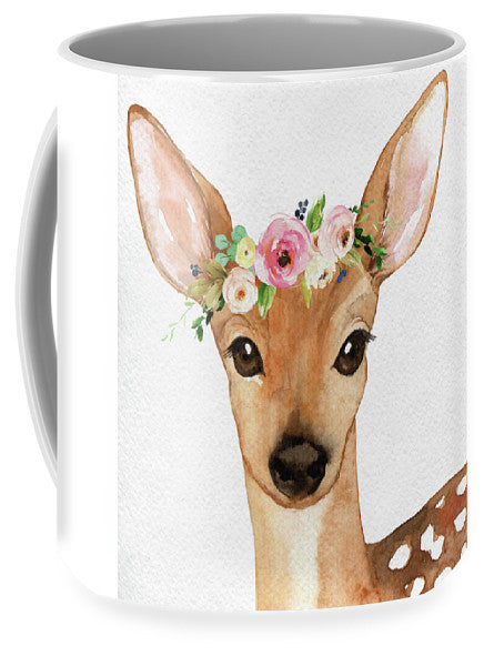 Boho Deer Watercolor Floral Woodland - Mug