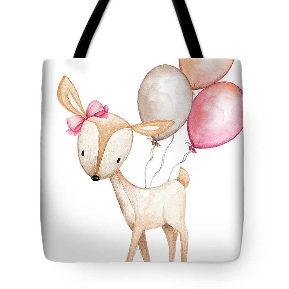 Boho Deer With Balloons - Tote Bag